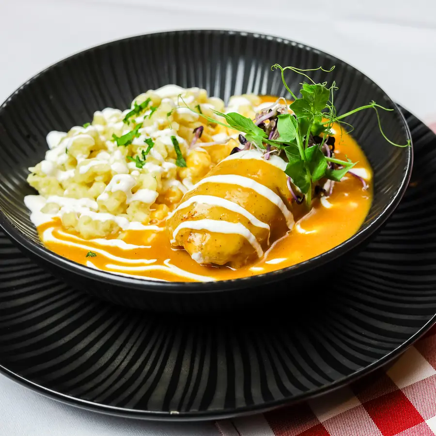 Chicken in paprika sauce with dumplings